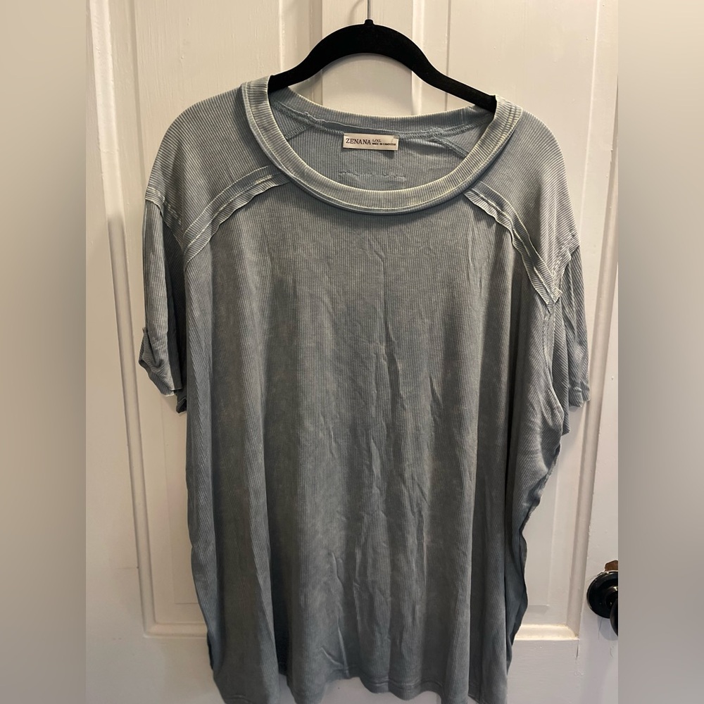 Zenana Blue-Grey Short Sleeve Tee